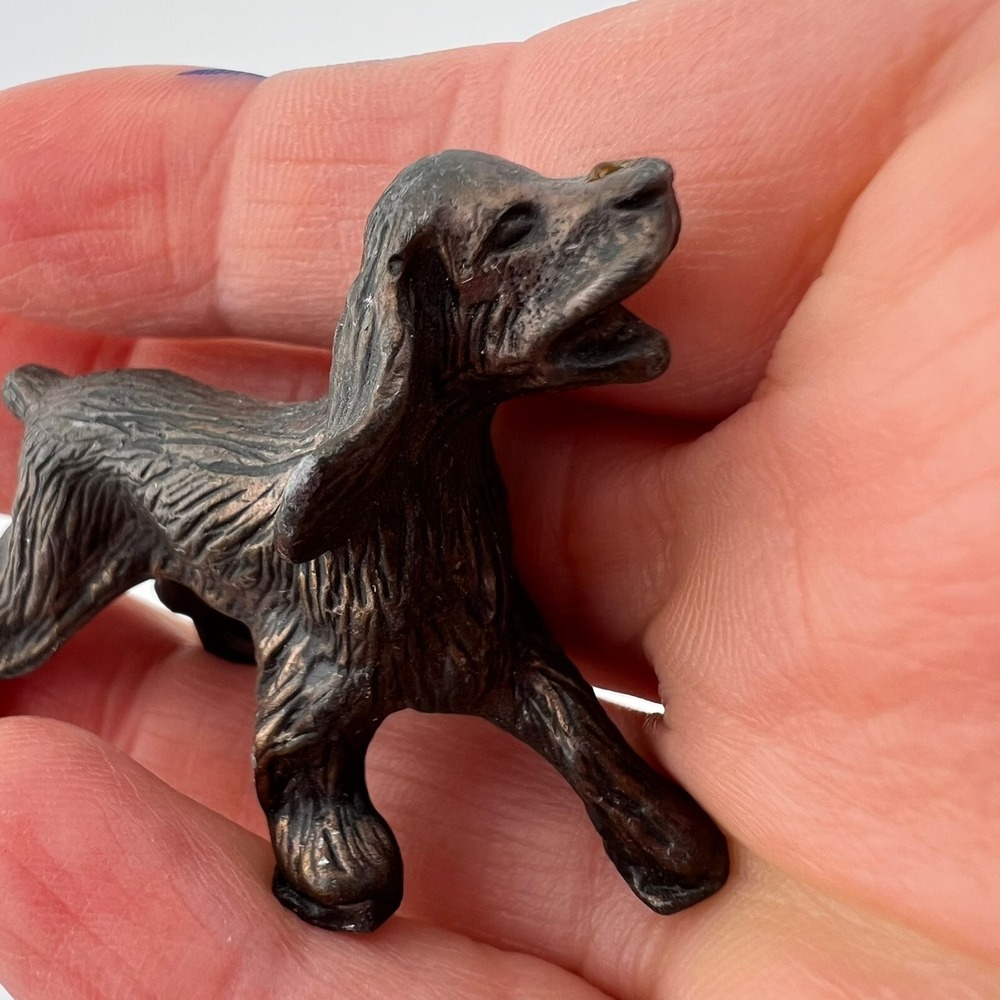 Vintage Bronze Tone Cocker Spaniel Dog Figurine Small Heavy Metal 2.3 oz - Picture 4 of 8